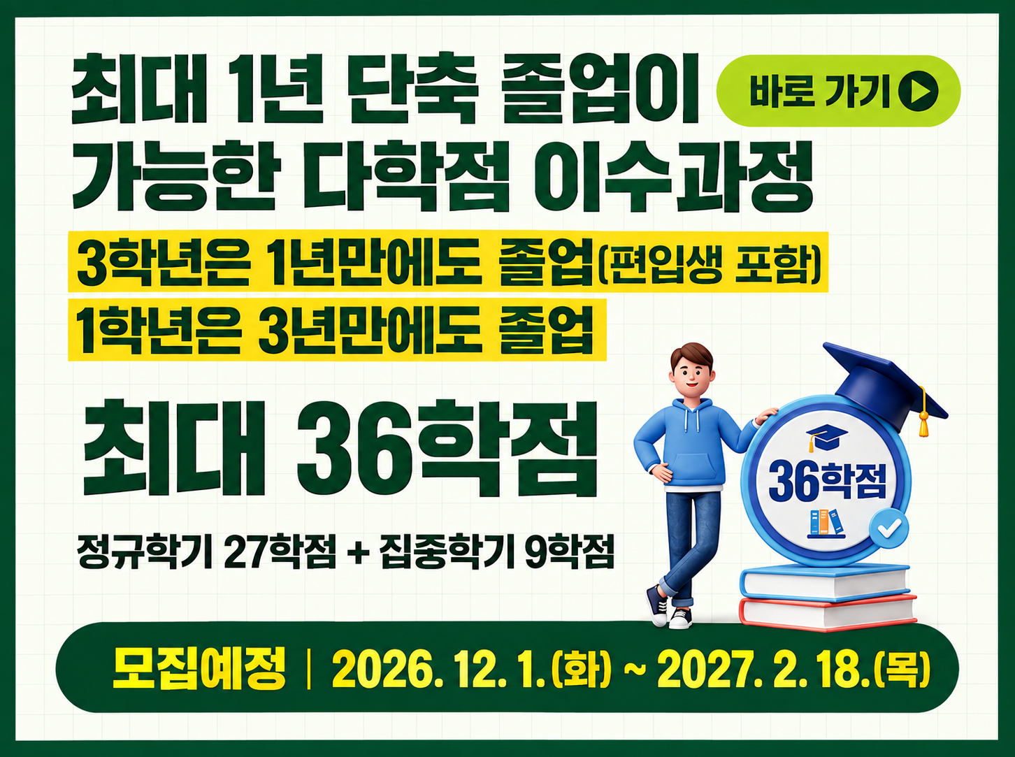 다학점이수과정(조기졸업으로 1년 단축 가능)안내