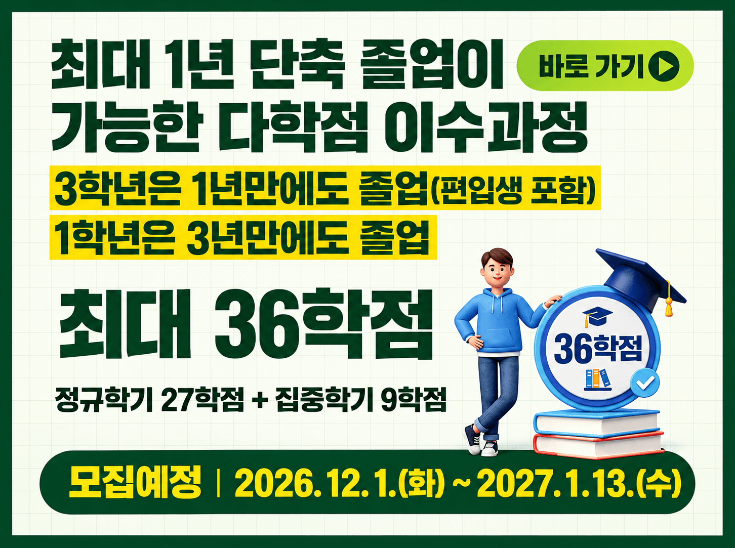 다학점이수과정(조기졸업으로 1년 단축 가능)안내
